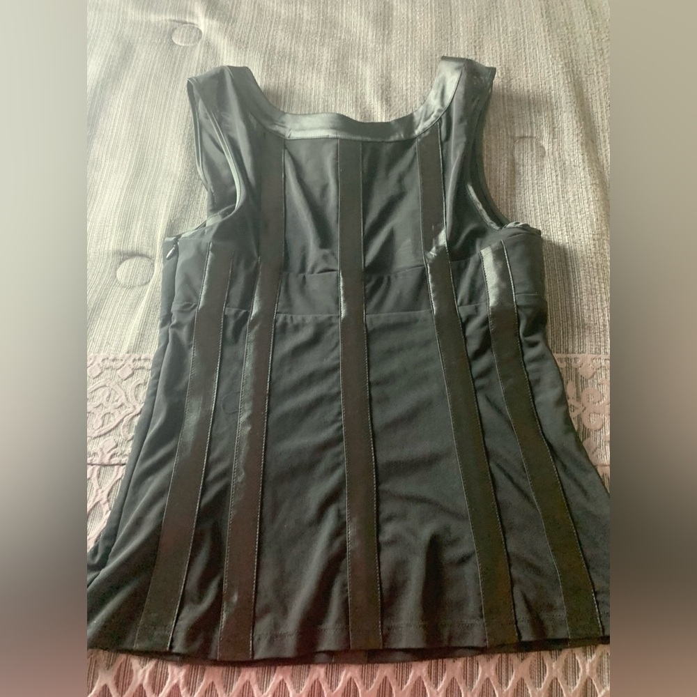 Bebe Mesh Satin Corset Top Black Medium - Picture 8 of 16